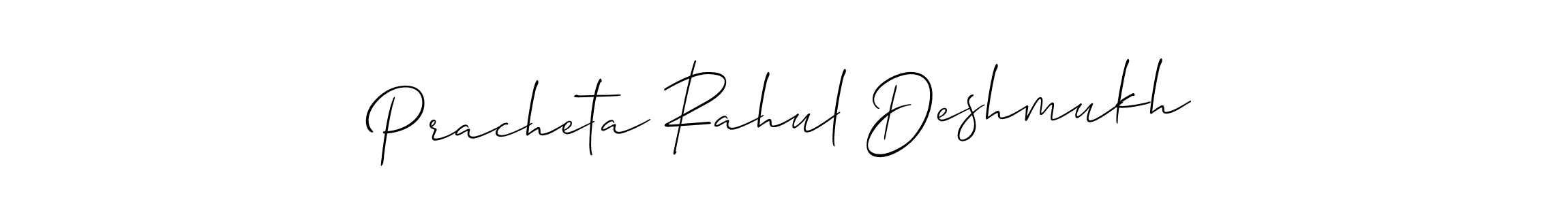 Make a beautiful signature design for name Pracheta Rahul Deshmukh. With this signature (Allison_Script) style, you can create a handwritten signature for free. Pracheta Rahul Deshmukh signature style 2 images and pictures png