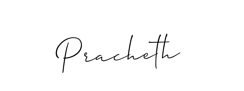 Make a beautiful signature design for name Pracheth. With this signature (Allison_Script) style, you can create a handwritten signature for free. Pracheth signature style 2 images and pictures png