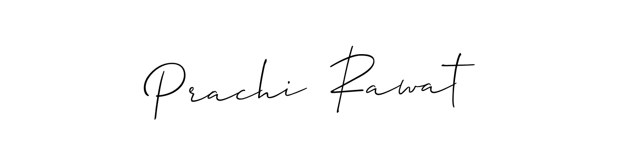 The best way (Allison_Script) to make a short signature is to pick only two or three words in your name. The name Prachi  Rawat include a total of six letters. For converting this name. Prachi  Rawat signature style 2 images and pictures png