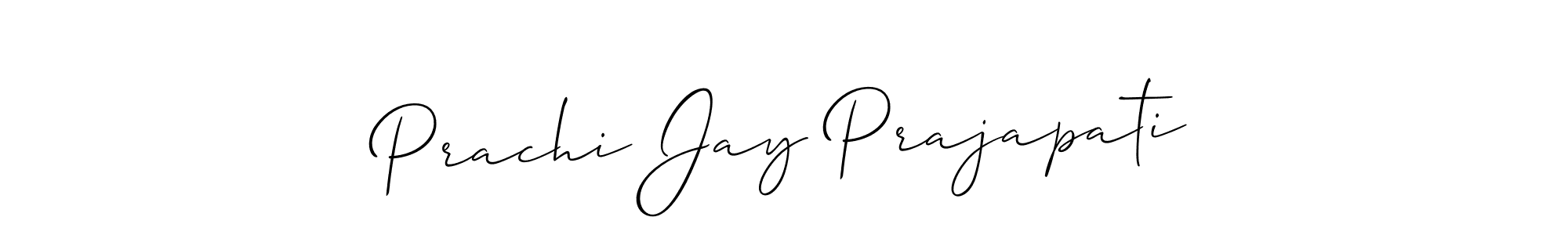 if you are searching for the best signature style for your name Prachi Jay Prajapati. so please give up your signature search. here we have designed multiple signature styles  using Allison_Script. Prachi Jay Prajapati signature style 2 images and pictures png