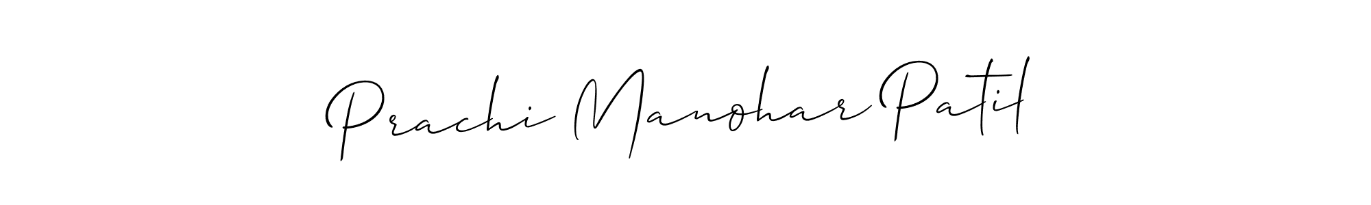 Make a short Prachi Manohar Patil signature style. Manage your documents anywhere anytime using Allison_Script. Create and add eSignatures, submit forms, share and send files easily. Prachi Manohar Patil signature style 2 images and pictures png