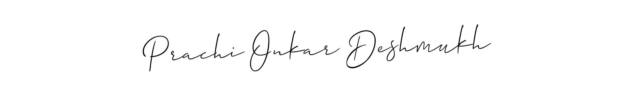It looks lik you need a new signature style for name Prachi Onkar Deshmukh. Design unique handwritten (Allison_Script) signature with our free signature maker in just a few clicks. Prachi Onkar Deshmukh signature style 2 images and pictures png