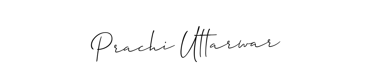 The best way (Allison_Script) to make a short signature is to pick only two or three words in your name. The name Prachi Uttarwar include a total of six letters. For converting this name. Prachi Uttarwar signature style 2 images and pictures png