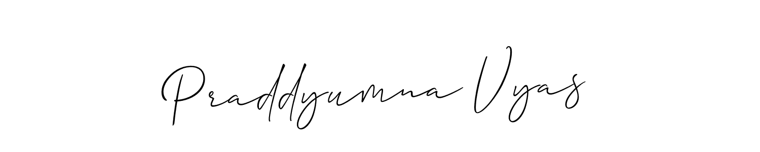 Make a short Praddyumna Vyas signature style. Manage your documents anywhere anytime using Allison_Script. Create and add eSignatures, submit forms, share and send files easily. Praddyumna Vyas signature style 2 images and pictures png