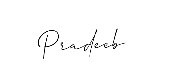 Create a beautiful signature design for name Pradeeb. With this signature (Allison_Script) fonts, you can make a handwritten signature for free. Pradeeb signature style 2 images and pictures png