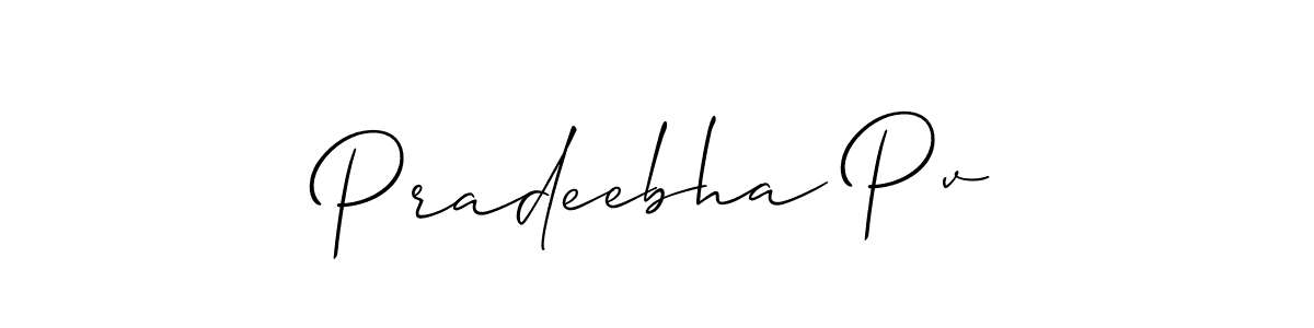 Also we have Pradeebha Pv name is the best signature style. Create professional handwritten signature collection using Allison_Script autograph style. Pradeebha Pv signature style 2 images and pictures png