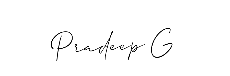 Make a beautiful signature design for name Pradeep G. With this signature (Allison_Script) style, you can create a handwritten signature for free. Pradeep G signature style 2 images and pictures png