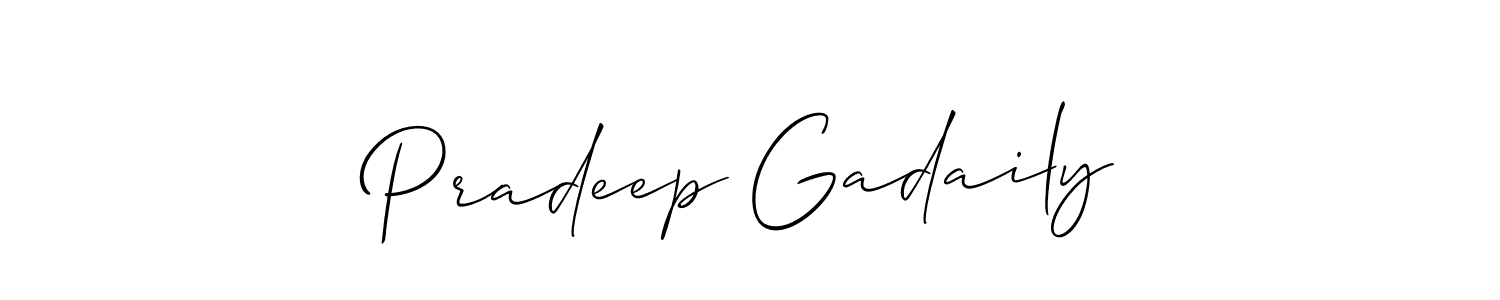 How to make Pradeep Gadaily name signature. Use Allison_Script style for creating short signs online. This is the latest handwritten sign. Pradeep Gadaily signature style 2 images and pictures png