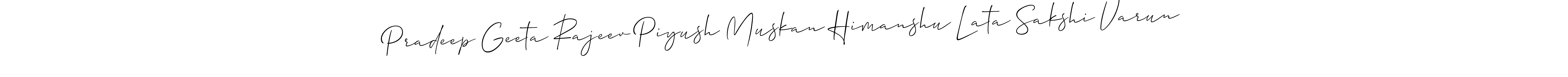 Here are the top 10 professional signature styles for the name Pradeep Geeta Rajeev Piyush Muskan Himanshu Lata Sakshi Varun. These are the best autograph styles you can use for your name. Pradeep Geeta Rajeev Piyush Muskan Himanshu Lata Sakshi Varun signature style 2 images and pictures png