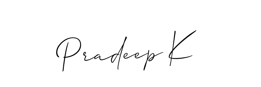 How to Draw Pradeep K signature style? Allison_Script is a latest design signature styles for name Pradeep K. Pradeep K signature style 2 images and pictures png