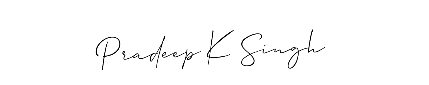 It looks lik you need a new signature style for name Pradeep K Singh. Design unique handwritten (Allison_Script) signature with our free signature maker in just a few clicks. Pradeep K Singh signature style 2 images and pictures png