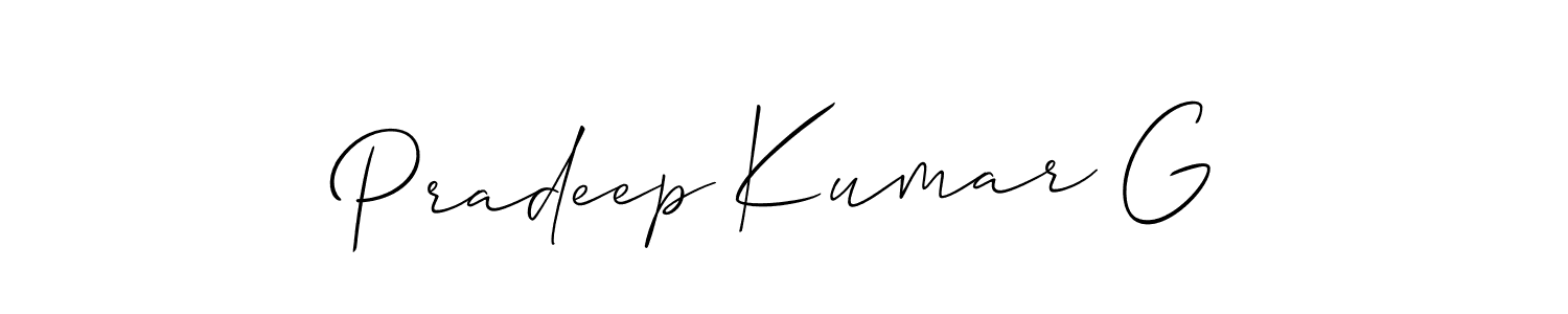 Also You can easily find your signature by using the search form. We will create Pradeep Kumar G name handwritten signature images for you free of cost using Allison_Script sign style. Pradeep Kumar G signature style 2 images and pictures png