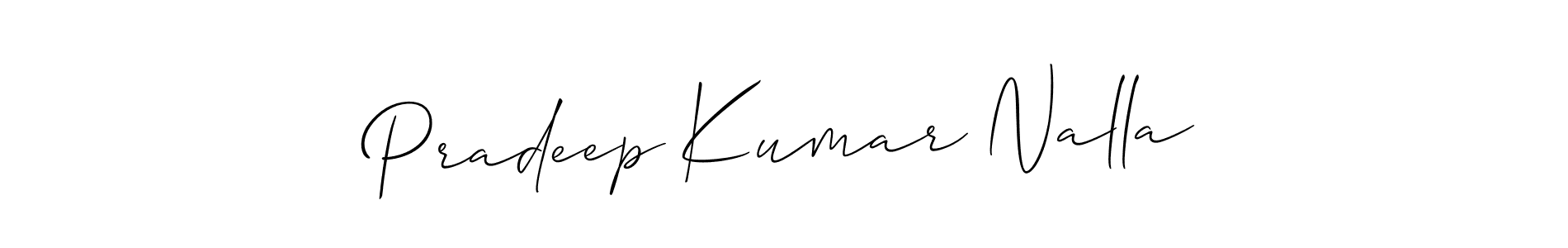 This is the best signature style for the Pradeep Kumar Nalla name. Also you like these signature font (Allison_Script). Mix name signature. Pradeep Kumar Nalla signature style 2 images and pictures png