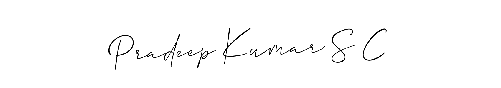 This is the best signature style for the Pradeep Kumar S C name. Also you like these signature font (Allison_Script). Mix name signature. Pradeep Kumar S C signature style 2 images and pictures png