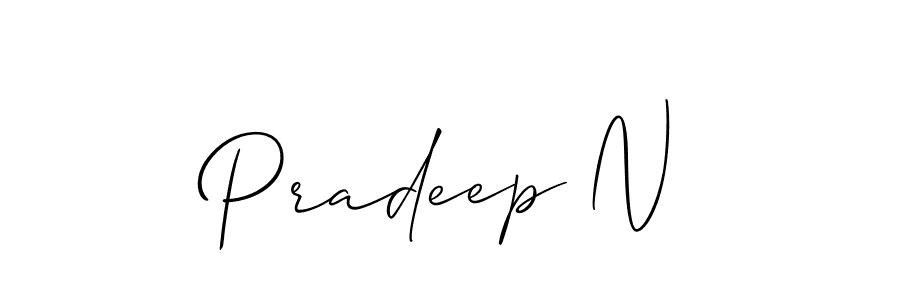 How to make Pradeep N name signature. Use Allison_Script style for creating short signs online. This is the latest handwritten sign. Pradeep N signature style 2 images and pictures png