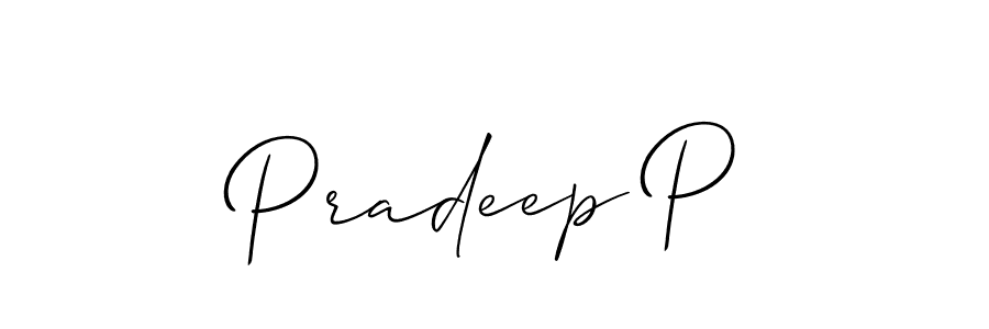 The best way (Allison_Script) to make a short signature is to pick only two or three words in your name. The name Pradeep P include a total of six letters. For converting this name. Pradeep P signature style 2 images and pictures png