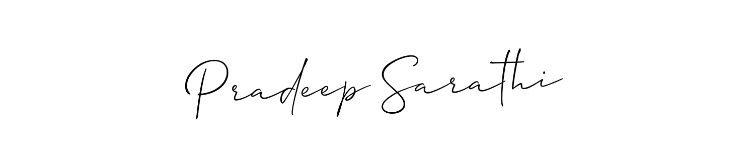 Create a beautiful signature design for name Pradeep Sarathi. With this signature (Allison_Script) fonts, you can make a handwritten signature for free. Pradeep Sarathi signature style 2 images and pictures png