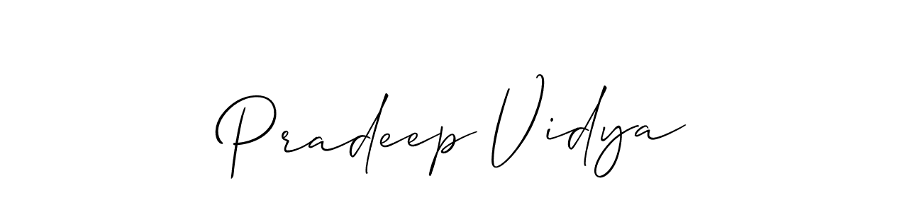 Use a signature maker to create a handwritten signature online. With this signature software, you can design (Allison_Script) your own signature for name Pradeep Vidya. Pradeep Vidya signature style 2 images and pictures png