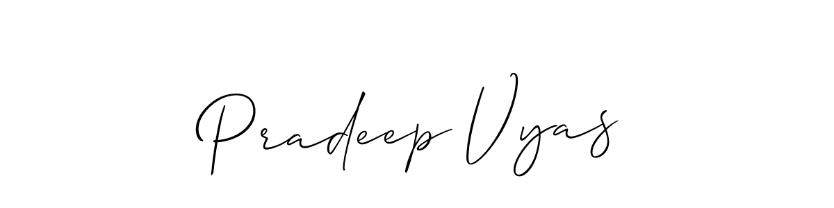 Make a beautiful signature design for name Pradeep Vyas. With this signature (Allison_Script) style, you can create a handwritten signature for free. Pradeep Vyas signature style 2 images and pictures png