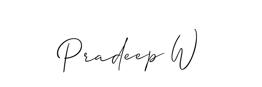 It looks lik you need a new signature style for name Pradeep W. Design unique handwritten (Allison_Script) signature with our free signature maker in just a few clicks. Pradeep W signature style 2 images and pictures png