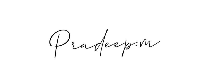 Design your own signature with our free online signature maker. With this signature software, you can create a handwritten (Allison_Script) signature for name Pradeep.m. Pradeep.m signature style 2 images and pictures png