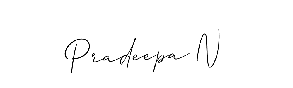 Make a beautiful signature design for name Pradeepa N. With this signature (Allison_Script) style, you can create a handwritten signature for free. Pradeepa N signature style 2 images and pictures png