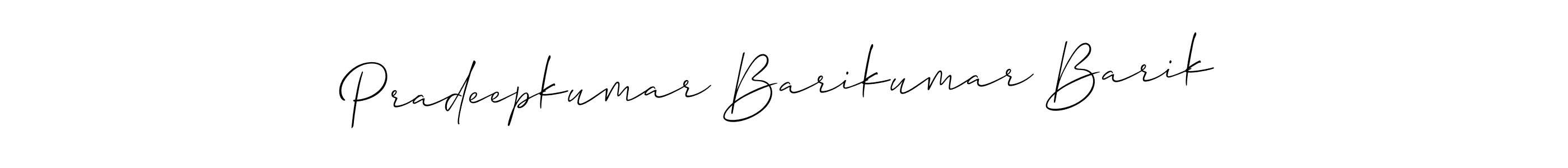 The best way (Allison_Script) to make a short signature is to pick only two or three words in your name. The name Pradeepkumar Barikumar Barik include a total of six letters. For converting this name. Pradeepkumar Barikumar Barik signature style 2 images and pictures png