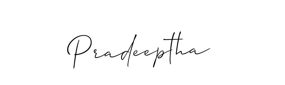 Create a beautiful signature design for name Pradeeptha. With this signature (Allison_Script) fonts, you can make a handwritten signature for free. Pradeeptha signature style 2 images and pictures png