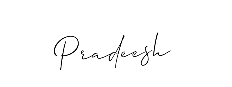 Also we have Pradeesh name is the best signature style. Create professional handwritten signature collection using Allison_Script autograph style. Pradeesh signature style 2 images and pictures png