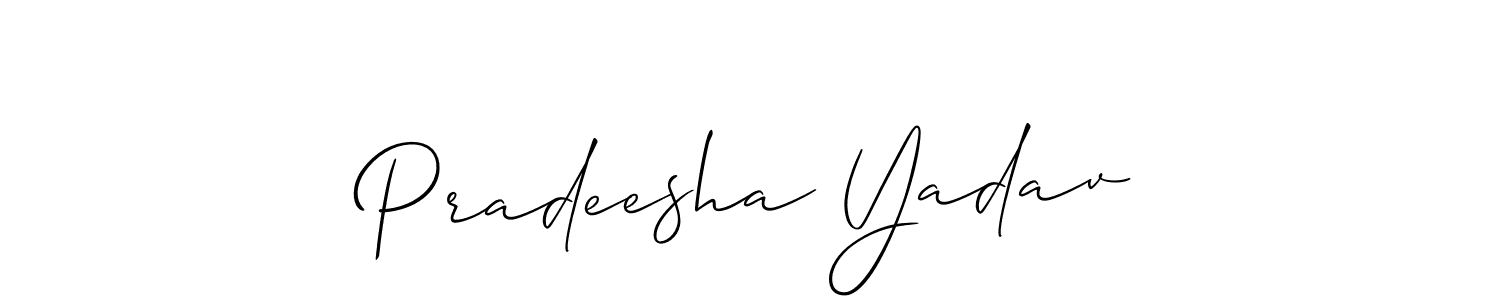 Use a signature maker to create a handwritten signature online. With this signature software, you can design (Allison_Script) your own signature for name Pradeesha Yadav. Pradeesha Yadav signature style 2 images and pictures png