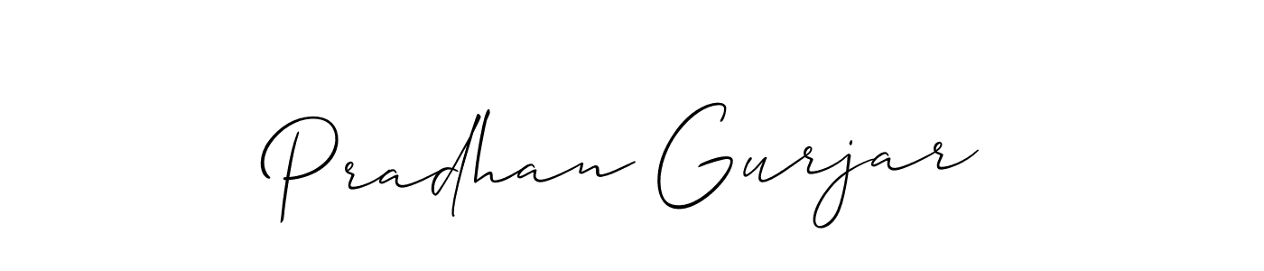 How to make Pradhan Gurjar name signature. Use Allison_Script style for creating short signs online. This is the latest handwritten sign. Pradhan Gurjar signature style 2 images and pictures png