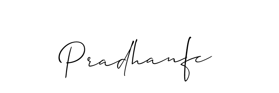 Use a signature maker to create a handwritten signature online. With this signature software, you can design (Allison_Script) your own signature for name Pradhanfc. Pradhanfc signature style 2 images and pictures png