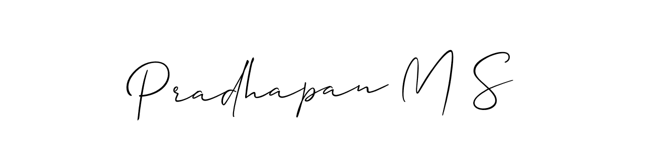 It looks lik you need a new signature style for name Pradhapan M S. Design unique handwritten (Allison_Script) signature with our free signature maker in just a few clicks. Pradhapan M S signature style 2 images and pictures png