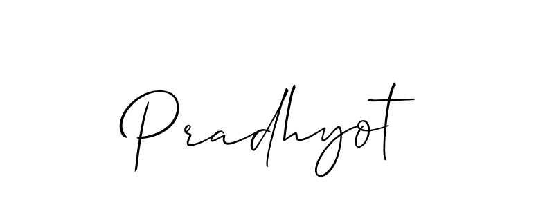 Use a signature maker to create a handwritten signature online. With this signature software, you can design (Allison_Script) your own signature for name Pradhyot. Pradhyot signature style 2 images and pictures png