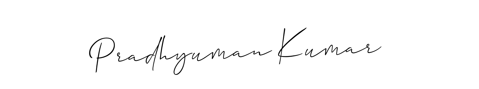 How to make Pradhyuman Kumar signature? Allison_Script is a professional autograph style. Create handwritten signature for Pradhyuman Kumar name. Pradhyuman Kumar signature style 2 images and pictures png