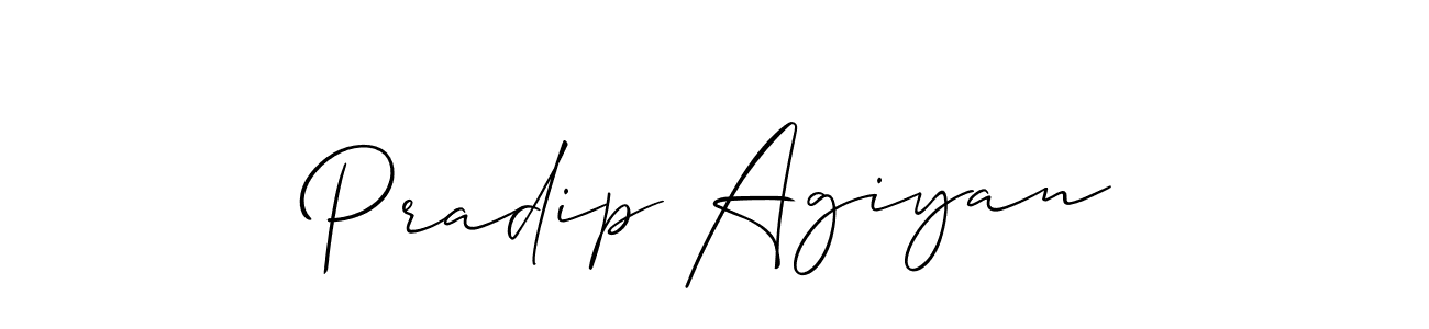 Create a beautiful signature design for name Pradip Agiyan. With this signature (Allison_Script) fonts, you can make a handwritten signature for free. Pradip Agiyan signature style 2 images and pictures png