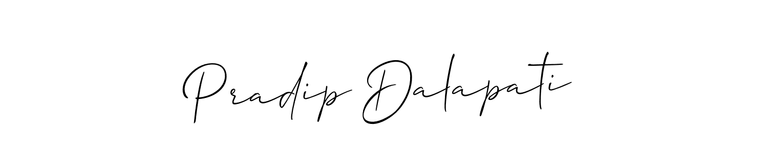 You should practise on your own different ways (Allison_Script) to write your name (Pradip Dalapati) in signature. don't let someone else do it for you. Pradip Dalapati signature style 2 images and pictures png