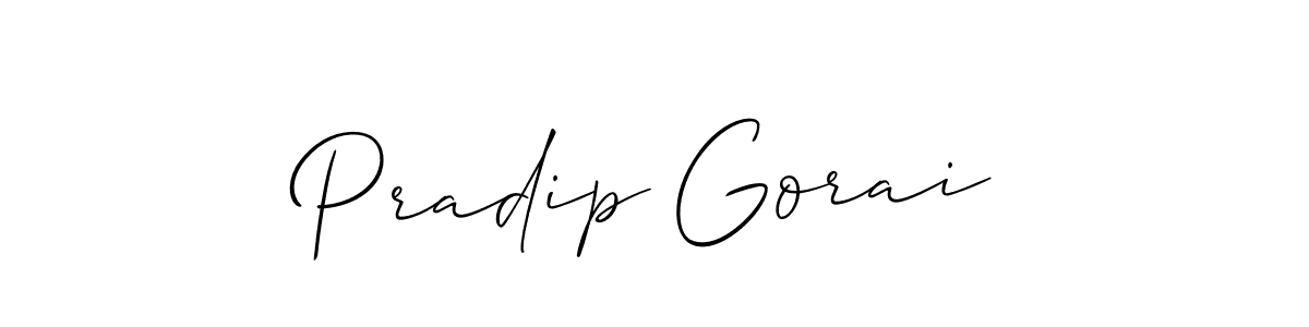 Make a beautiful signature design for name Pradip Gorai. With this signature (Allison_Script) style, you can create a handwritten signature for free. Pradip Gorai signature style 2 images and pictures png