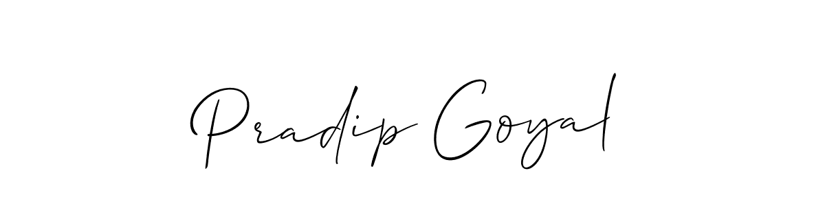 Make a beautiful signature design for name Pradip Goyal. With this signature (Allison_Script) style, you can create a handwritten signature for free. Pradip Goyal signature style 2 images and pictures png