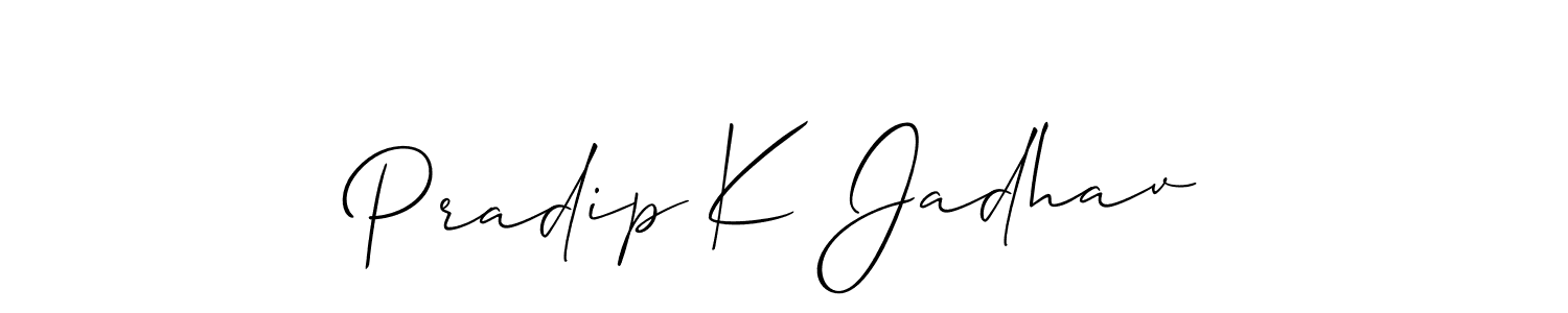 You should practise on your own different ways (Allison_Script) to write your name (Pradip K Jadhav) in signature. don't let someone else do it for you. Pradip K Jadhav signature style 2 images and pictures png