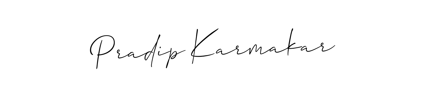 You should practise on your own different ways (Allison_Script) to write your name (Pradip Karmakar) in signature. don't let someone else do it for you. Pradip Karmakar signature style 2 images and pictures png