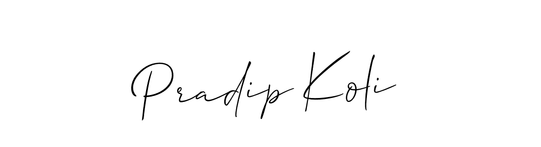 How to make Pradip Koli name signature. Use Allison_Script style for creating short signs online. This is the latest handwritten sign. Pradip Koli signature style 2 images and pictures png