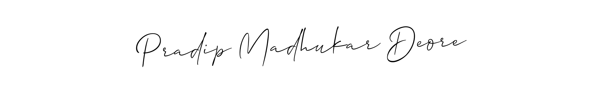 This is the best signature style for the Pradip Madhukar Deore name. Also you like these signature font (Allison_Script). Mix name signature. Pradip Madhukar Deore signature style 2 images and pictures png
