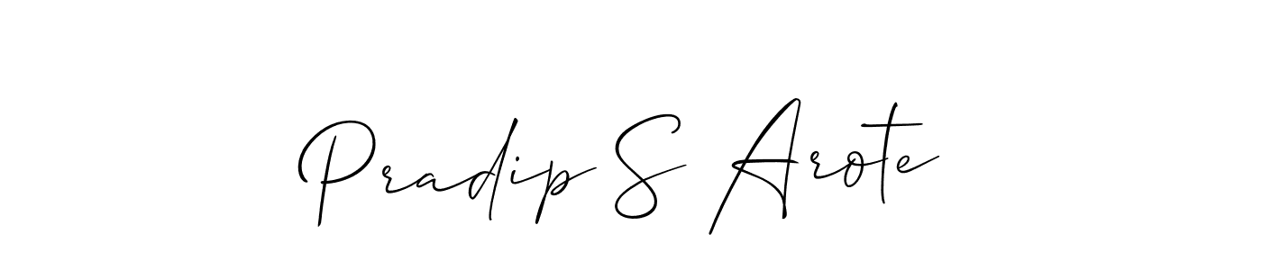 Create a beautiful signature design for name Pradip S Arote. With this signature (Allison_Script) fonts, you can make a handwritten signature for free. Pradip S Arote signature style 2 images and pictures png
