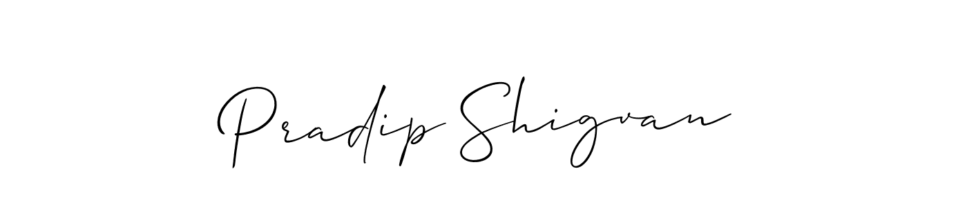 Create a beautiful signature design for name Pradip Shigvan. With this signature (Allison_Script) fonts, you can make a handwritten signature for free. Pradip Shigvan signature style 2 images and pictures png