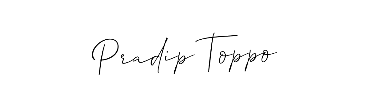 It looks lik you need a new signature style for name Pradip Toppo. Design unique handwritten (Allison_Script) signature with our free signature maker in just a few clicks. Pradip Toppo signature style 2 images and pictures png