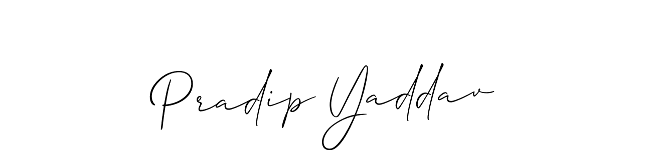 The best way (Allison_Script) to make a short signature is to pick only two or three words in your name. The name Pradip Yaddav include a total of six letters. For converting this name. Pradip Yaddav signature style 2 images and pictures png