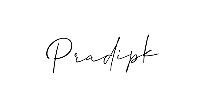 The best way (Allison_Script) to make a short signature is to pick only two or three words in your name. The name Pradipk include a total of six letters. For converting this name. Pradipk signature style 2 images and pictures png