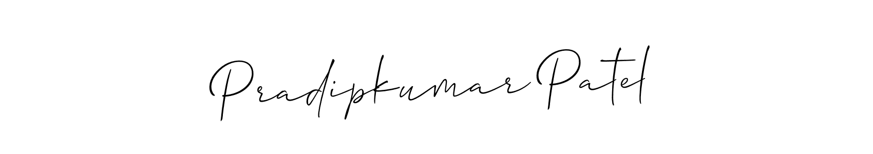 The best way (Allison_Script) to make a short signature is to pick only two or three words in your name. The name Pradipkumar Patel include a total of six letters. For converting this name. Pradipkumar Patel signature style 2 images and pictures png