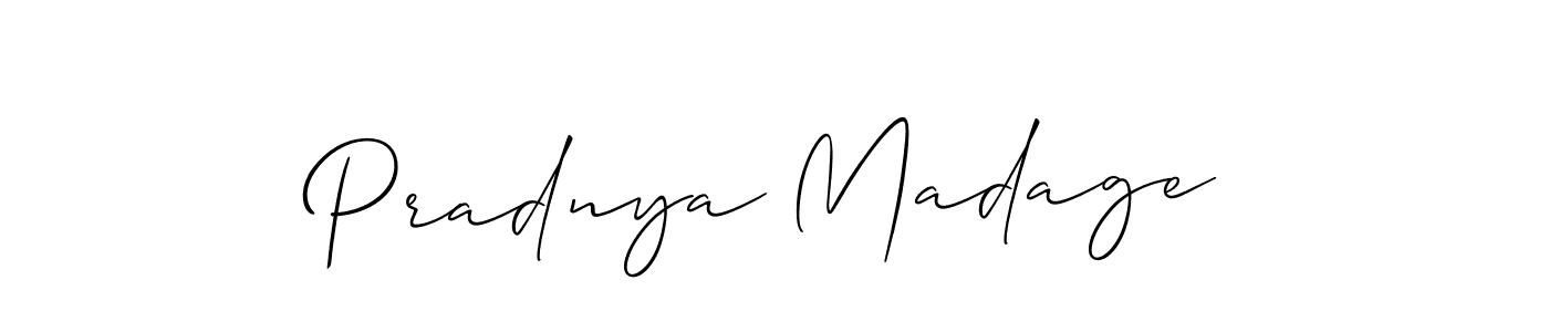 Also You can easily find your signature by using the search form. We will create Pradnya Madage name handwritten signature images for you free of cost using Allison_Script sign style. Pradnya Madage signature style 2 images and pictures png